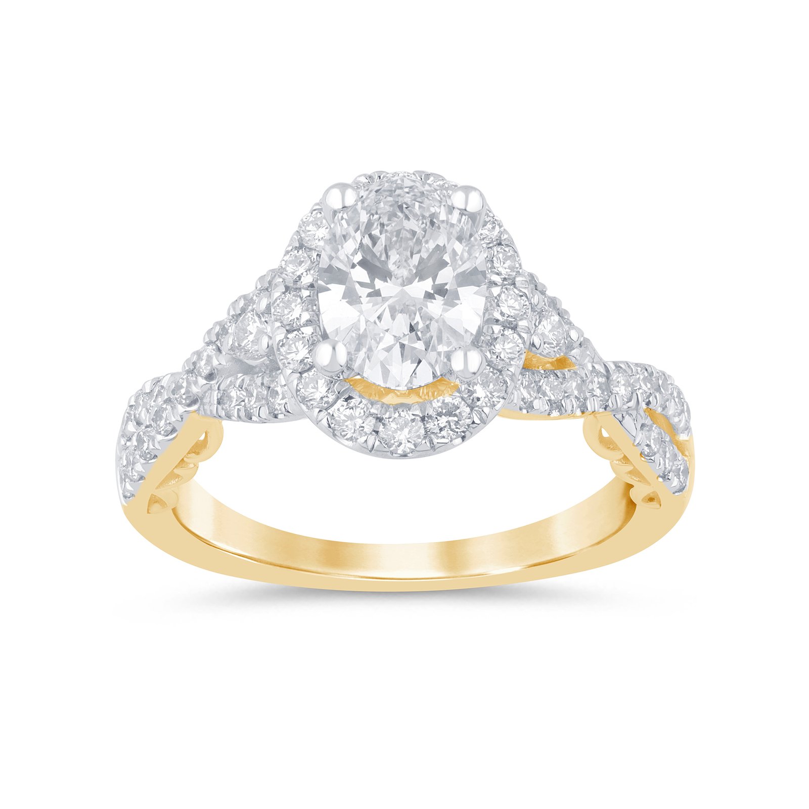 LG - 14K 1.99CT D-RING LDS OVL/RDS CNTR OVL 1.28CT "CERTIFIED"